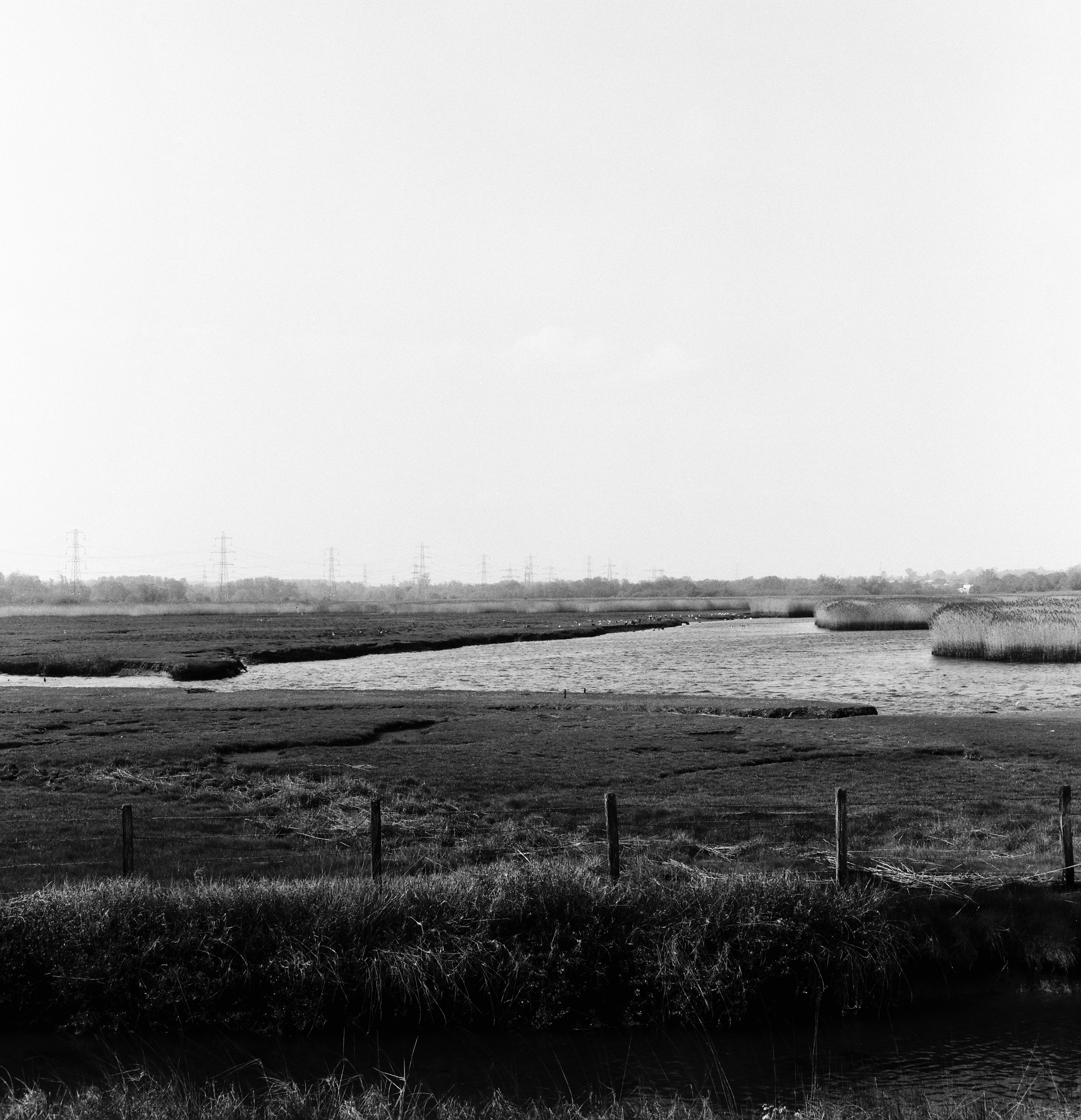 Black and white image of test river